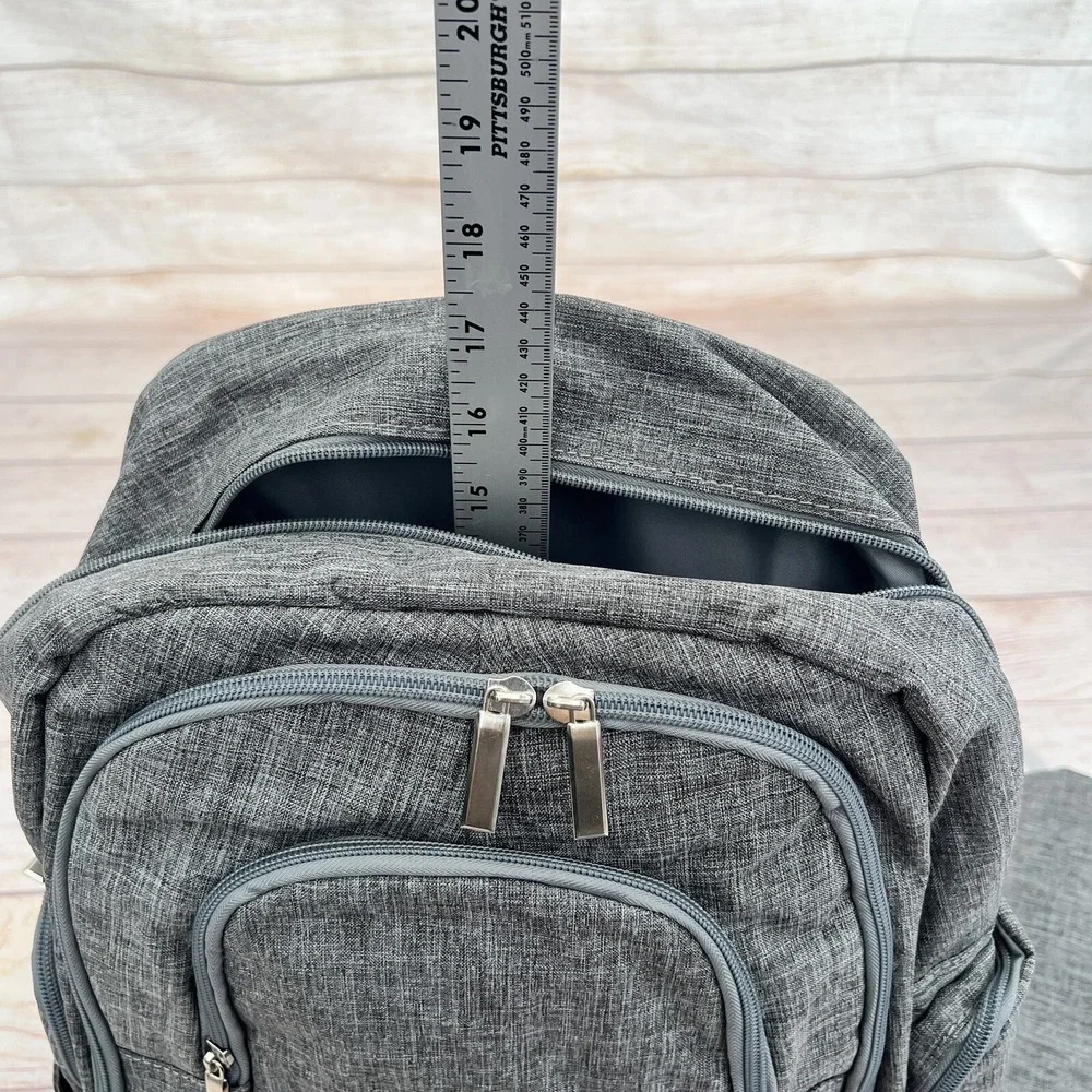 Large Diaper Bag Backpack 3 in 1 Expandable Baby Changing Station Travel Gray